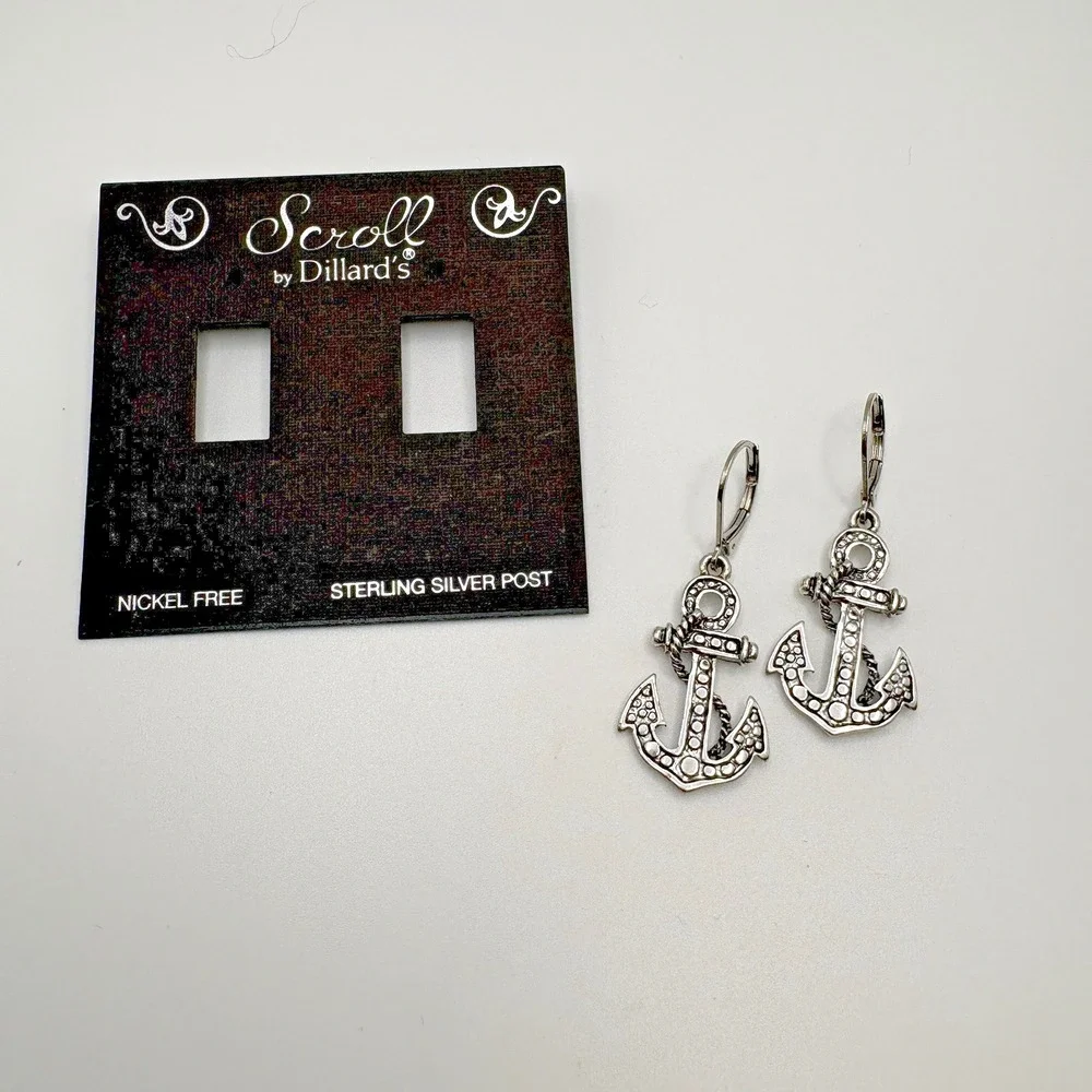 Anchor Earrings Scroll By Dillards Sterling Silver Post Nautical Sailing Cruise